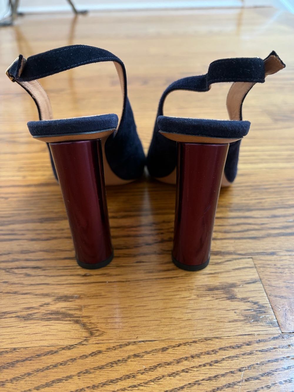 Dries Van Noten Blue Suede Purple Heel Slingback - Picture 9 of 13